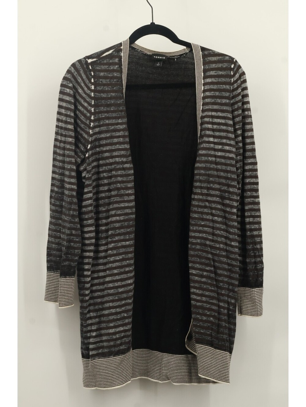 Torrid Striped Cardigan Sweater Womens 2X Plus Size Open Front Cotton Longline